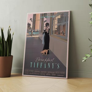 Breakfast at Tiffany&#39;s Cartoon Poster,Audrey Hepburn, Vintage photo, Premium Quality Home Office Decor Wall Art,iconic Wall Art
