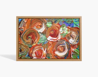 Tessuto botanico, dipinto a olio arancione, grande arte murale, arte astratta, arte moderna, pittura astratta, arte contemporanea, arte di tendenza
