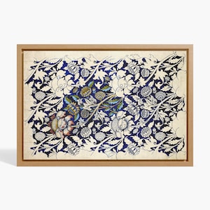 Framed Blue Botanical William Morris Oversized Wall Art,Botanical Textile On Canvas, Vintage Botanical Art, Botanical Textile Art,Wall Art,