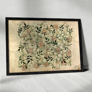 William Morris, übergroße Wandkunst, botanisches Textil auf Leinwand, vintage botanische Kunst, botanische Textilkunst, große Wandkunst, Bild 3