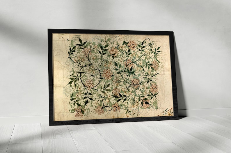 William Morris, übergroße Wandkunst, botanisches Textil auf Leinwand, vintage botanische Kunst, botanische Textilkunst, große Wandkunst, Bild 3