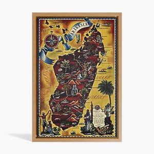 Vintage Map of Madagascar| Old Madagascar Map Print| Madagascar Wall Art| Canvas Wall Art| Madagascar Vintage Poster
