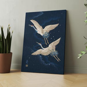 Crane Bird, Japanese Woodblock Wall Art,Vintage Japanese poster with Crane Bird illustration art print, Home Decor