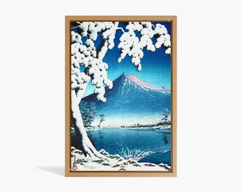 Opklaring na een sneeuwval op de berg Fuji 1932 - Kawase Hasui Japanse print Ukiyo-e canvas Japan Wall Art Japans decor - canvas ingelijst