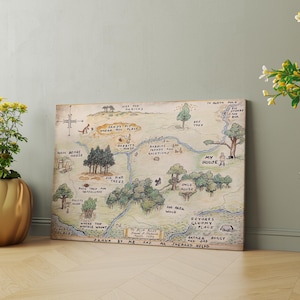 Décoration de chambre d'enfants amusante, carte en bois Winnie l'ourson de 100 acres, chambre de bébé Winnie l'ourson, chambre de bébé en bois 100 acres, bébé Winnie l'ourson, toile en bois de 100 acres