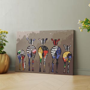 Zebra Abstract Canvas, Colorful Animal Wall Art Colorful Zebra Wall Art,Banksy Zebra Art,Animals Prints, Abstract Oil Painting on Canvas,