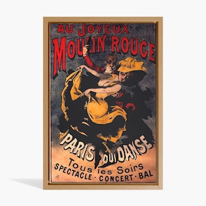 Vintage Moulin Rouge Paris Poster – French Can-Can Dancer Canvas – Retro Cabaret Wall Art – 1890s Burlesque Show Print