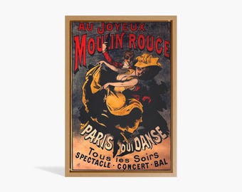 Tela vintage Moulin Rouge – pôster de cabaré francês, arte da Belle Époque