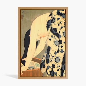 Washing the Hair 1953 - Ito Shinsui Print Ukiyo-e Canvas Japan Wall Art Shinsui Print Japanese Wall Art - Canvas Framed
