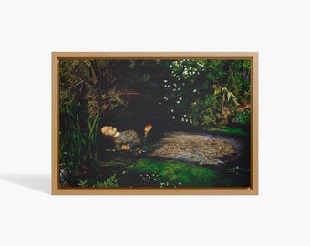 Ophelia, John Everett Millais,Pre-Raphaelite Woman Portrait Painting,British Landscape Print