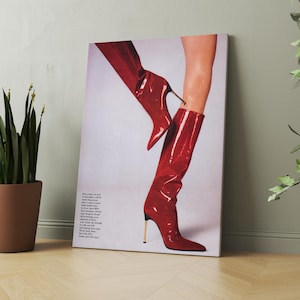 Trendy Wall Art,Red Boots Fashion Wall Art Poster, Luxury Wall Art,High Heels Print, Designer Poster, Woman  Retro Posters Preppy Wall Art