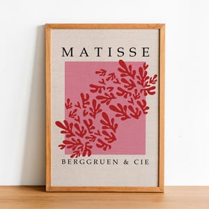 Matisse Coral Poster – Pink Abstract Art Print – Modern Minimal Wall Decor – Henri Matisse Inspired Cutout Canvas for Home or Office
