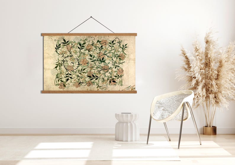 William Morris, übergroße Wandkunst, botanisches Textil auf Leinwand, vintage botanische Kunst, botanische Textilkunst, große Wandkunst, Bild 2