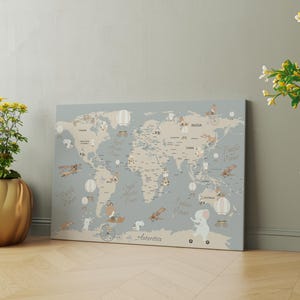 Übergroße Kinderzimmer-Kunst, Klassenzimmer-Wand-Kunst-Tapisserie, Spielzimmer-Dekor, Klassenzimmer-Dekor, Welttierkarte, Hausschul-Kunst