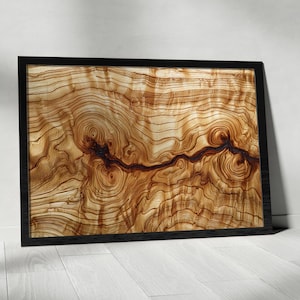 Tree Grain Wall Art Print, Natural Wood Texture Canvas, Rustic Earthy Abstract Poster, Knot Pattern Art for Lodge or Nature Inspired Decor