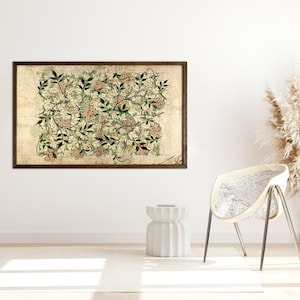 William Morris, übergroße Wandkunst, botanisches Textil auf Leinwand, vintage botanische Kunst, botanische Textilkunst, große Wandkunst, Bild 5