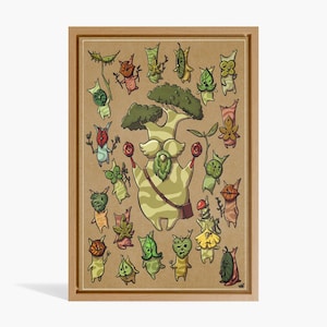Impressão artística de Zelda Korok, pôster fofo de Hestu e Korok, arte de parede Leaf Spirit, presente para jogadores da Nintendo, ilustração de Breath of the Wild