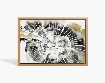 Black White Tree Ring Wall Art, Modern Abstract Canvas Print, Monochrome Nature Decor, Minimalist Wood Grain Artwork for Living Room