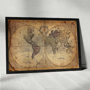 Vintage  World Map, Vintage World Map Canvas Art, Old World Map Art Canvas, Vintage Map Canvas Art, Old Map Canvas Art, Map Canvas Art