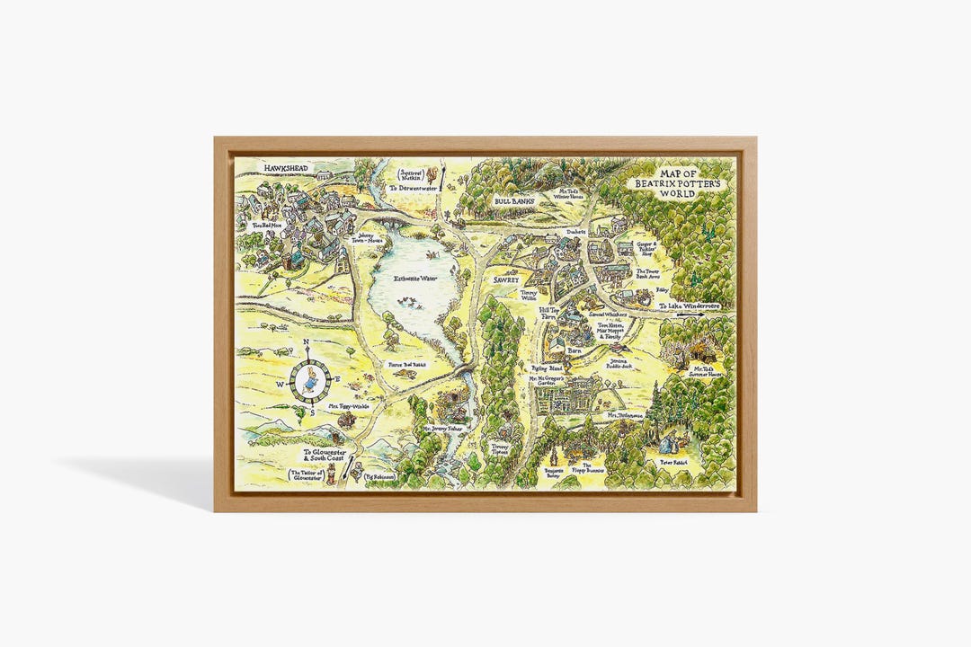 Framed Peter Rabbit Kids Room Wall Art,kids Room Fantasy Map,peter ...
