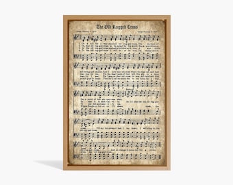 The Old Rugged Cross Print,Vintage Sheet Music,Aged Antique Hymn, Inspirational Quote, Scrapbook Collage Inactive