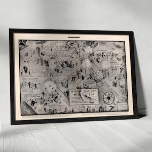 Impression encadrée d'une carte de Harlem - New York City Harlem Renaissance Jazz Musique Danse Divertissement Swing Lindy Hop