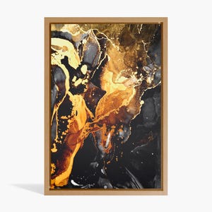 Abstract Canvas Art,Marble Black and Gold Wall Art Canvas, Oversized Canvas Art, Extra Large Wall Art, Marble Wall Decor, Split Canvas Art,