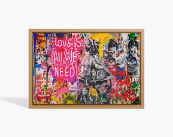 STREET ART CANVAS Love Wall Art Colorful Love Wall Art Banksy Love
