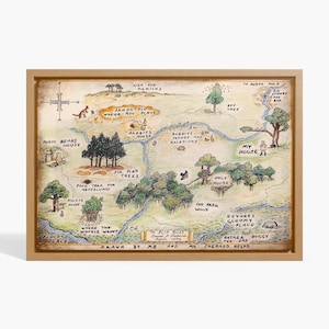 Toile de carte de Winnie l'ourson, impression d'illustration en bois de 100 acres, livre d'art classique pour enfants, décoration murale de chambre d'enfant vintage, toile de livre de contes