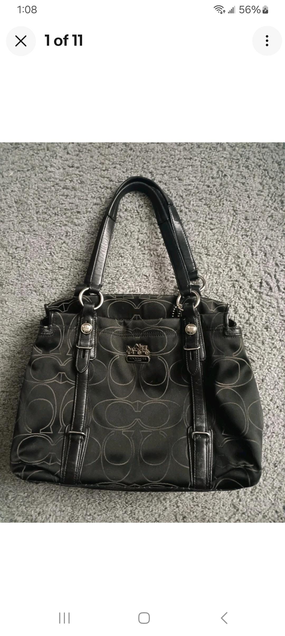 Coach 15402 Black Signature Mia Shoulder Bag Satin Leather Tote