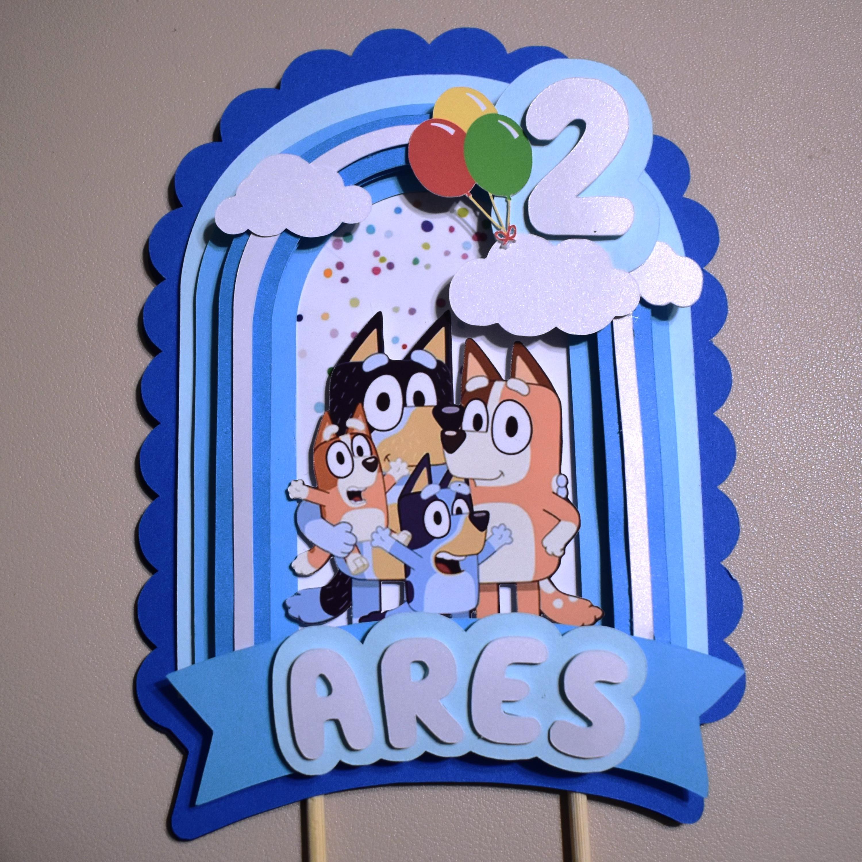 3D Blue Dog Cake Topper