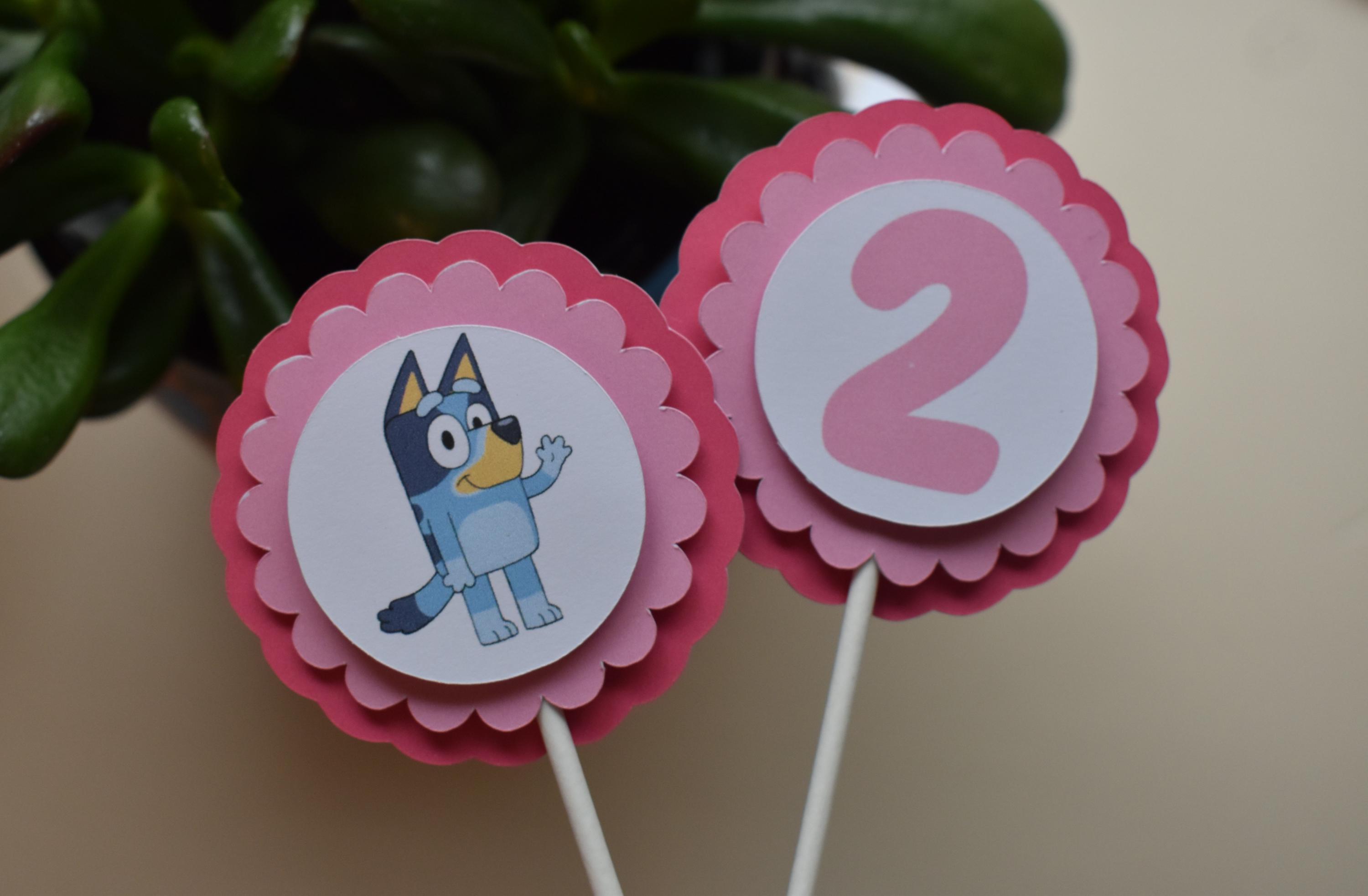 3D Bluey Cupcake Toppers with Number