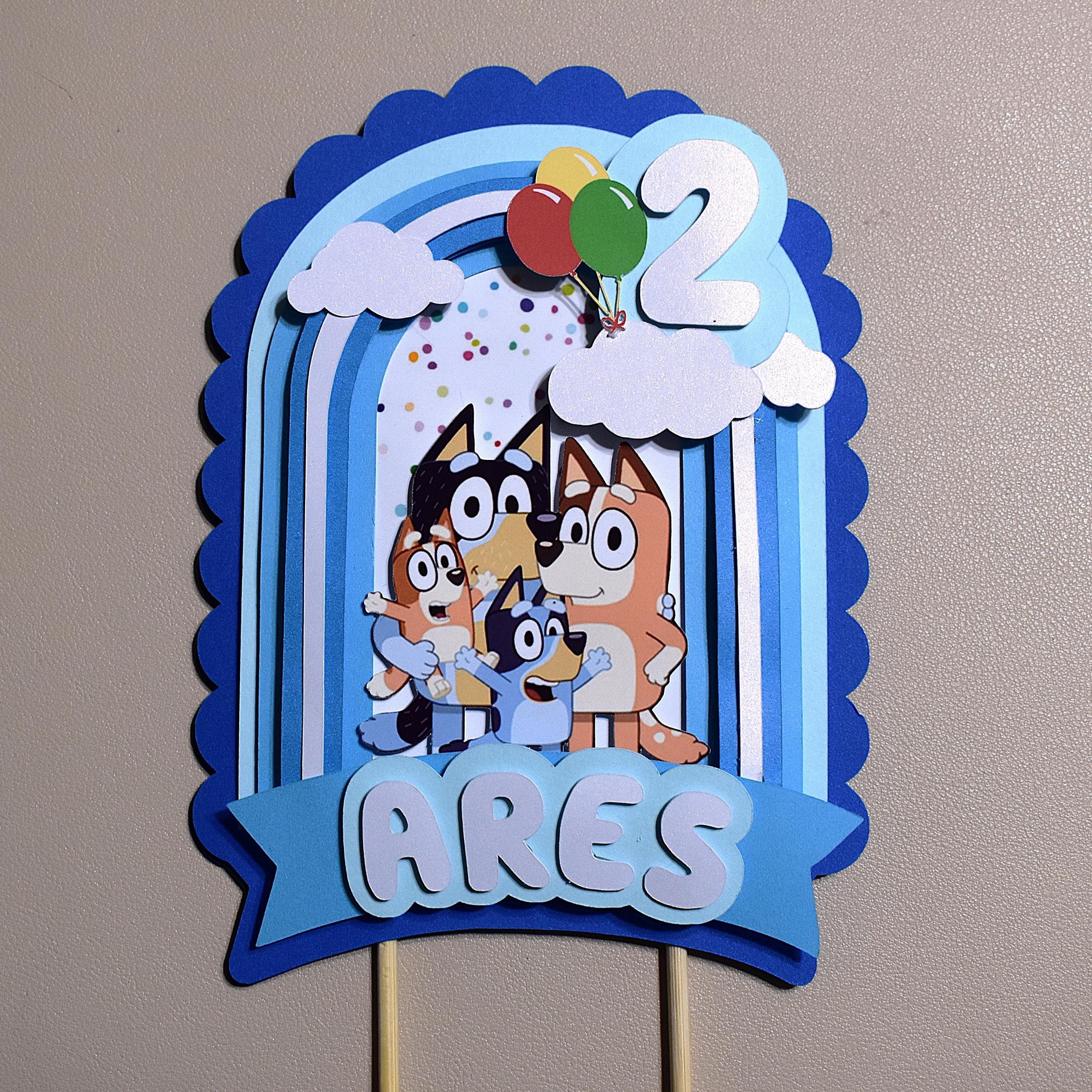 3D Blue Dog Cake Topper