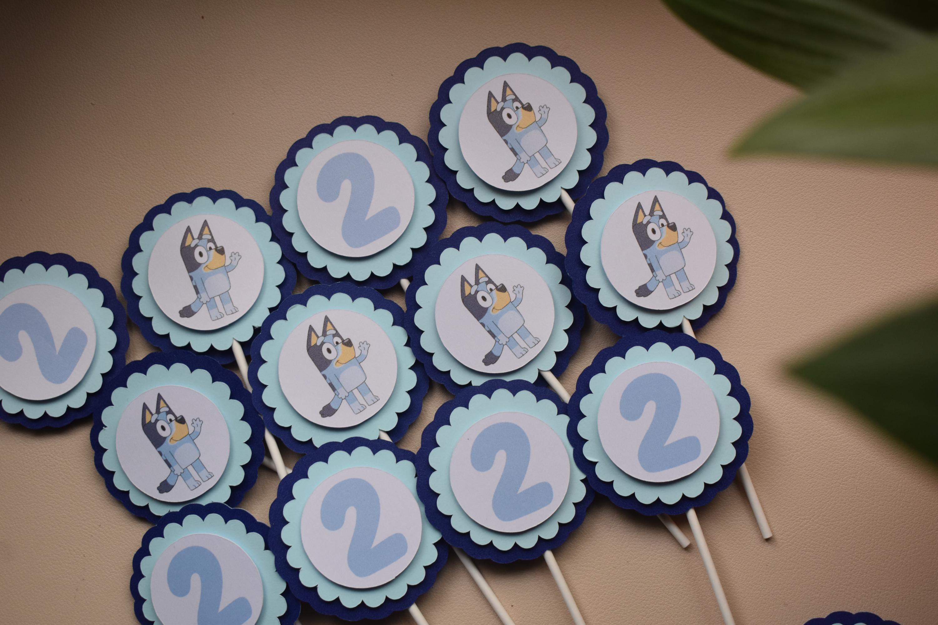 3D Bluey Cupcake Toppers with Number