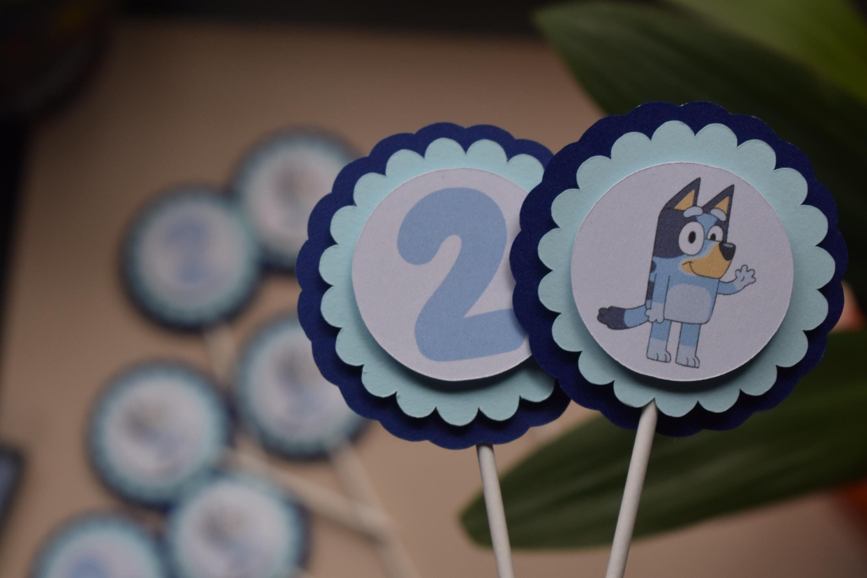 3D Blue Dog Cupcake Toppers
