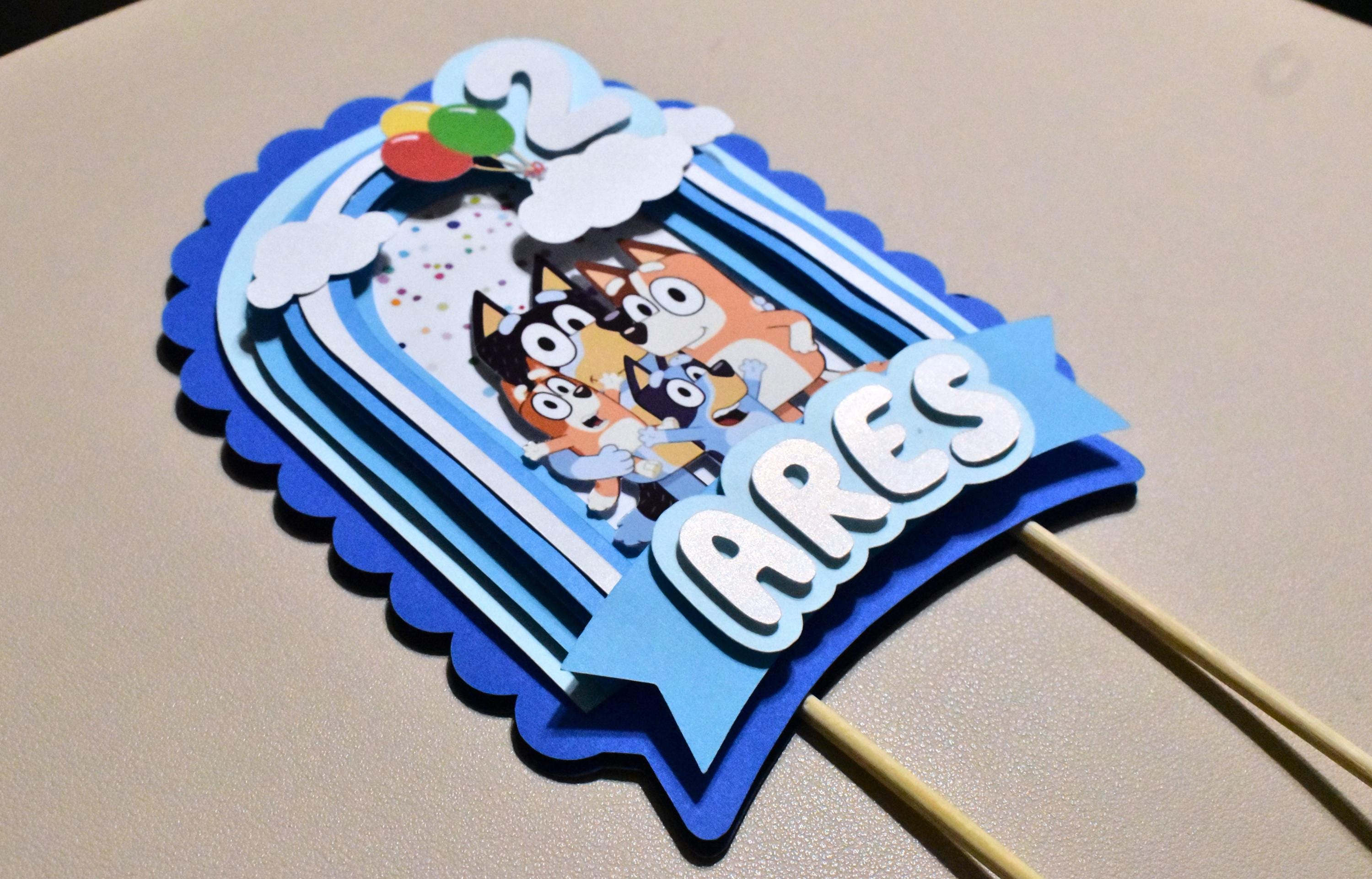 3D Blue Dog Cake Topper