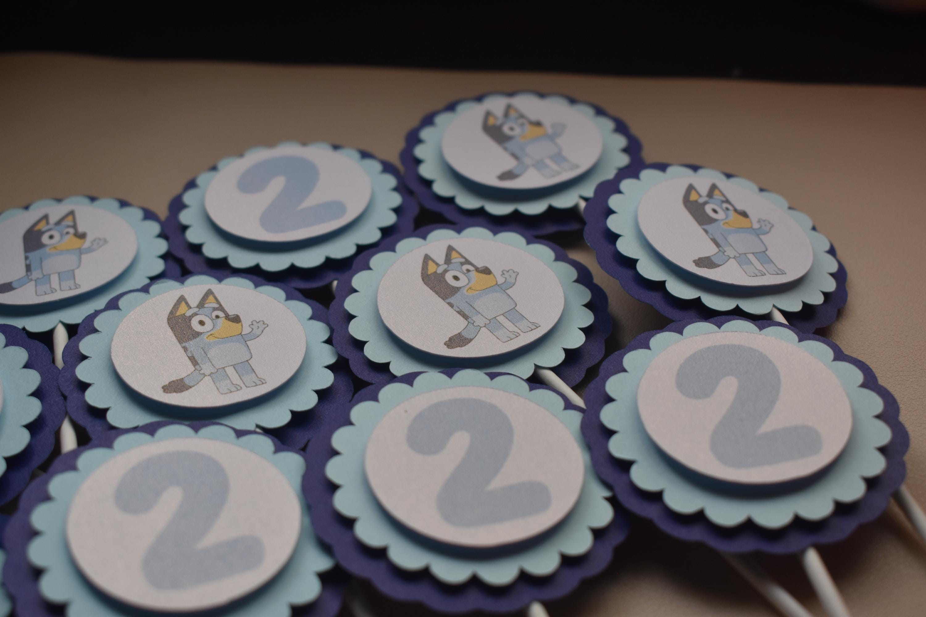 3D Bluey Cupcake Toppers with Number