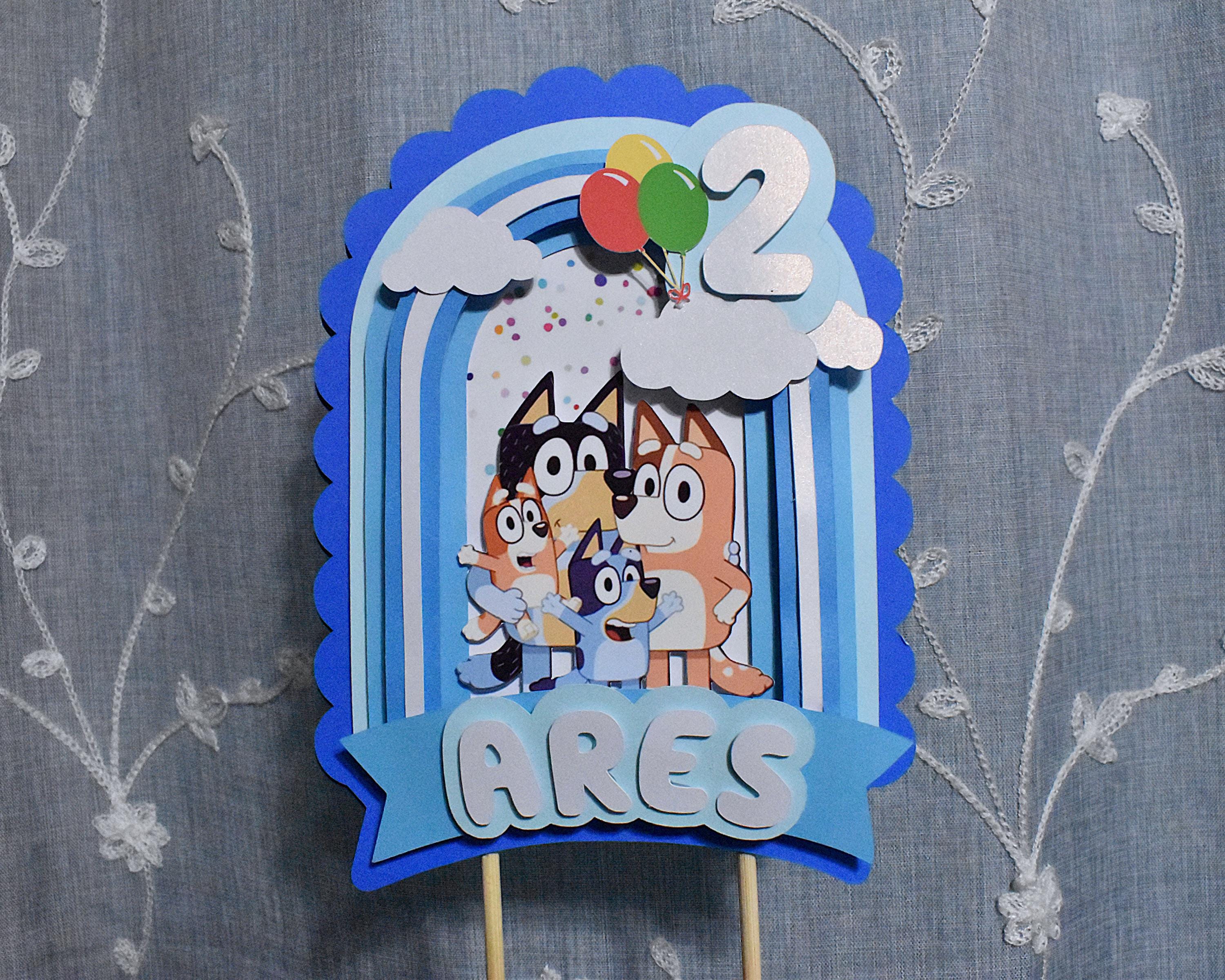 3D Blue Dog Cake Topper