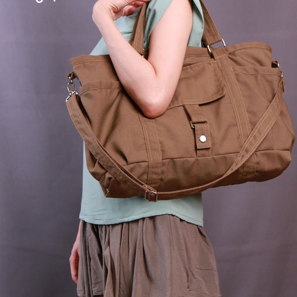 Sale-Ready To Ship-New-Coffee Color Shoulder bag/messenger bag/diaper bag/school bag/tote bag/handbag/women/men/For Her/For Him-062