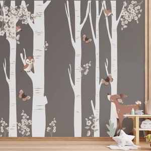 Forest animals wall sticker, animals in woodland decal for children, wallpaper kids