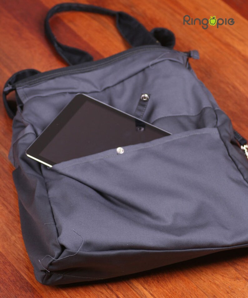 Grey Canvas Tote/shoulder Bag/diaper Bag/messenger Bag/school Etsy