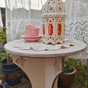 Shabby Chic Accent Table, Cream Floral Decoupage, Small Coffee Table