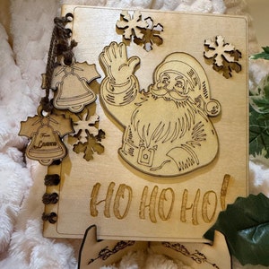 Cartão de Natal personalizado, Cartão de Natal personalizado de madeira, Presente de luxo, Cartão de Natal, Cartão de Papai Noel