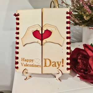 Tarjeta de San Valentín de madera, tarjeta de San Valentín personalizada, tarjeta para novio, novia, esposa o esposo, tarjeta para prometido.