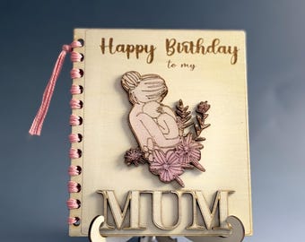 Personalized Wooden Birthday Card for Mum: Laser Engraved Eco-Friendly Keepsake