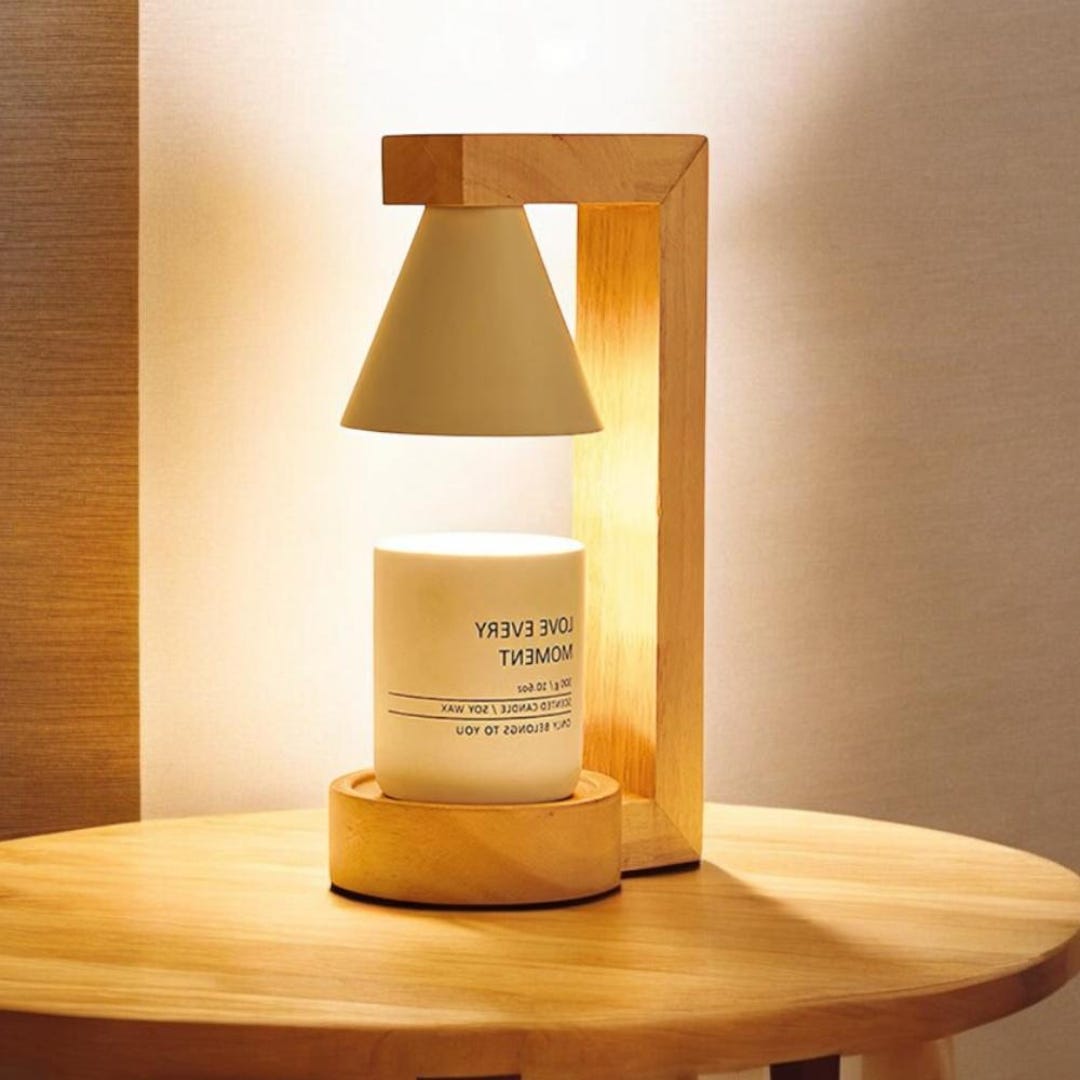 Dimmable Candle Warmer Lamp With Wood Base – No Flame Wax Melter For Scented Wax, Rose Gold Decor - View #6