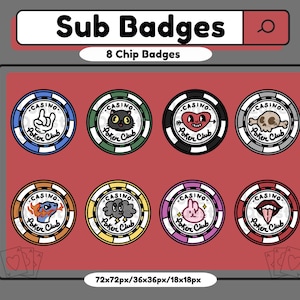 Cute Twitch Bit Badges | Sub Badges | Casino Chips for Streaming