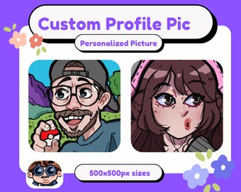 Custom Anime Portrait, Personalized Cartoon Illustration, Twitch YouTube Profile Picture (Digital Download)