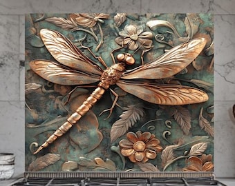Dragonfly Tempered Glass Kitchen Backsplash: Durable Stove Protection