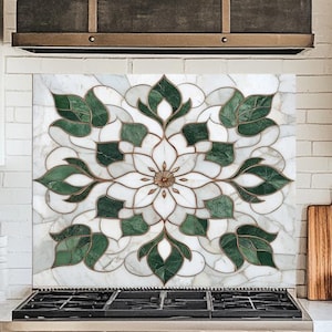 Protector contra salpicaduras de vidrio, protector contra salpicaduras de cocina de una sola pieza de vidrio templado con aspecto de azulejo, protector contra salpicaduras de mármol, protector contra salpicaduras de cocina